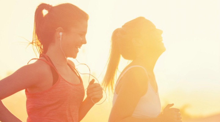 Two healthy teenage girls go for a run