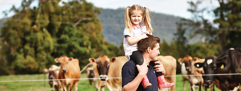 young farmer dad and his daughter banner